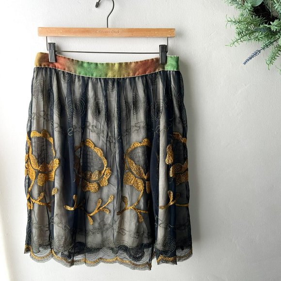 Free People Dresses & Skirts - Free People Rare Eclectic Boho Embroidered Skirt